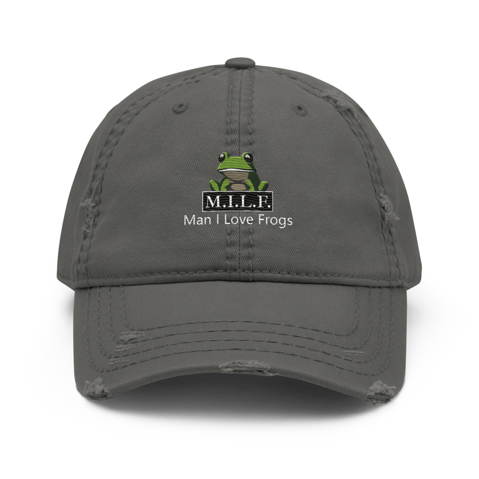 MILF, Man I Love Frogs - Distressed Dad Hat (Charcoal)